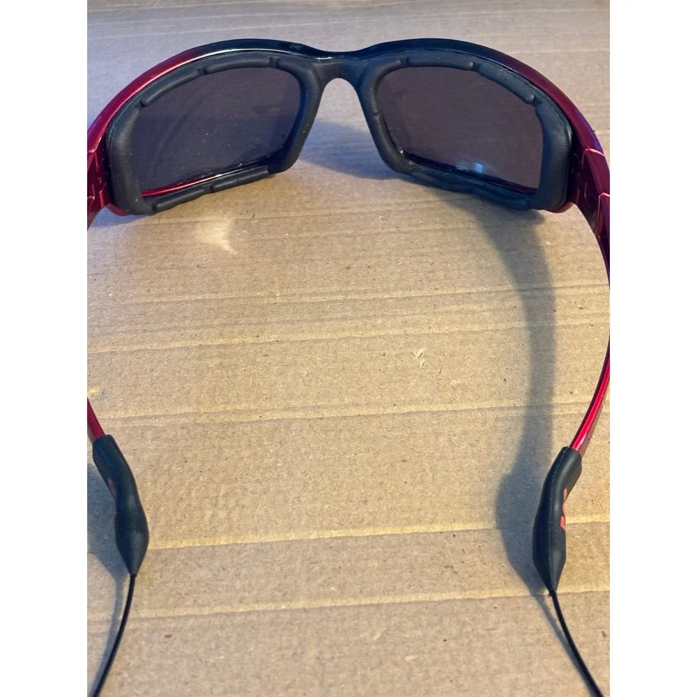 EGO Wraparound Sport Sunglasses Black Red Frame Smoke Lenses w/ UV